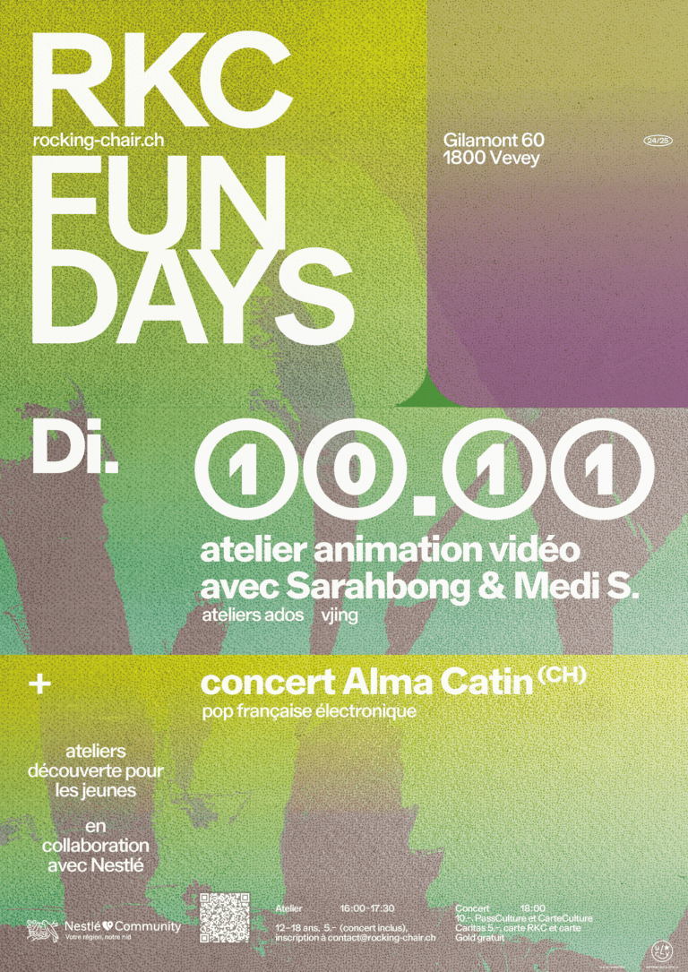 FUNDAY – Atelier animation vidéo avec Sarah Bong & Medi S. + concert Alma Catin (CH) - Rocking Chair Vevey