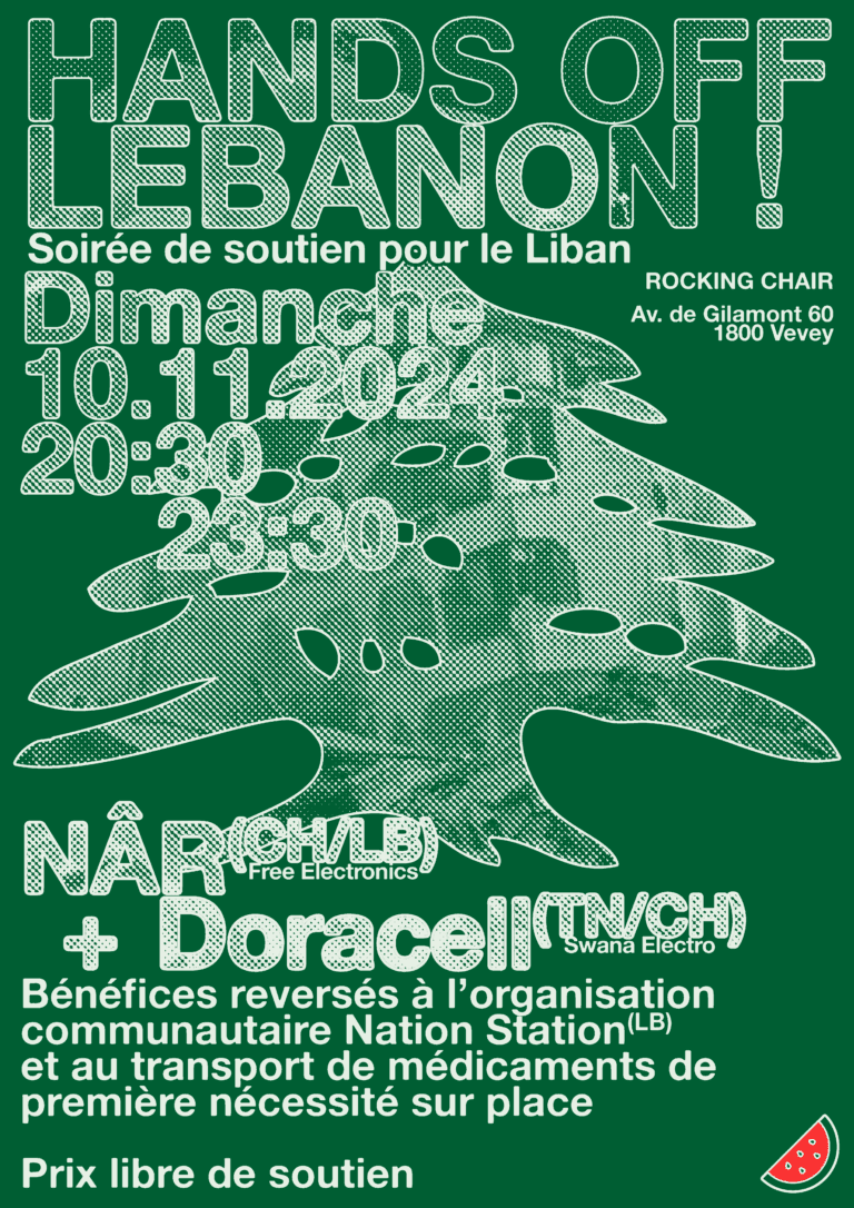 Soirée de soutien au Liban : NÂR (LB/CH – live) + DoraCell (TN/CH – djset) - Rocking Chair Vevey